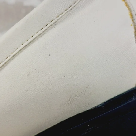 NEW Nordstrom Open Edit White Faux Patent Gold Chunky Academia Loafers C433 - Picture 12 of 14